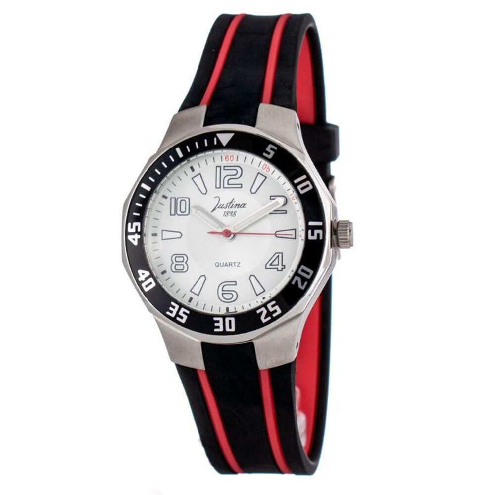 JUSTINA Rubber Sport Watch with Durable Strap Women Black Watches